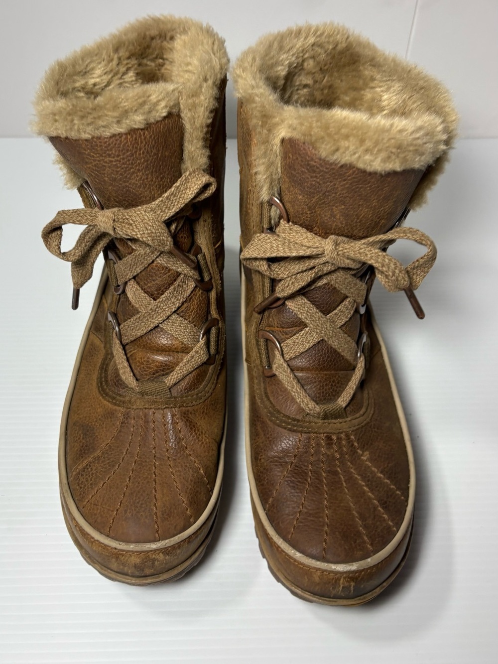 Sorel Brown Faux-Fur Lace-Up Winter Boots